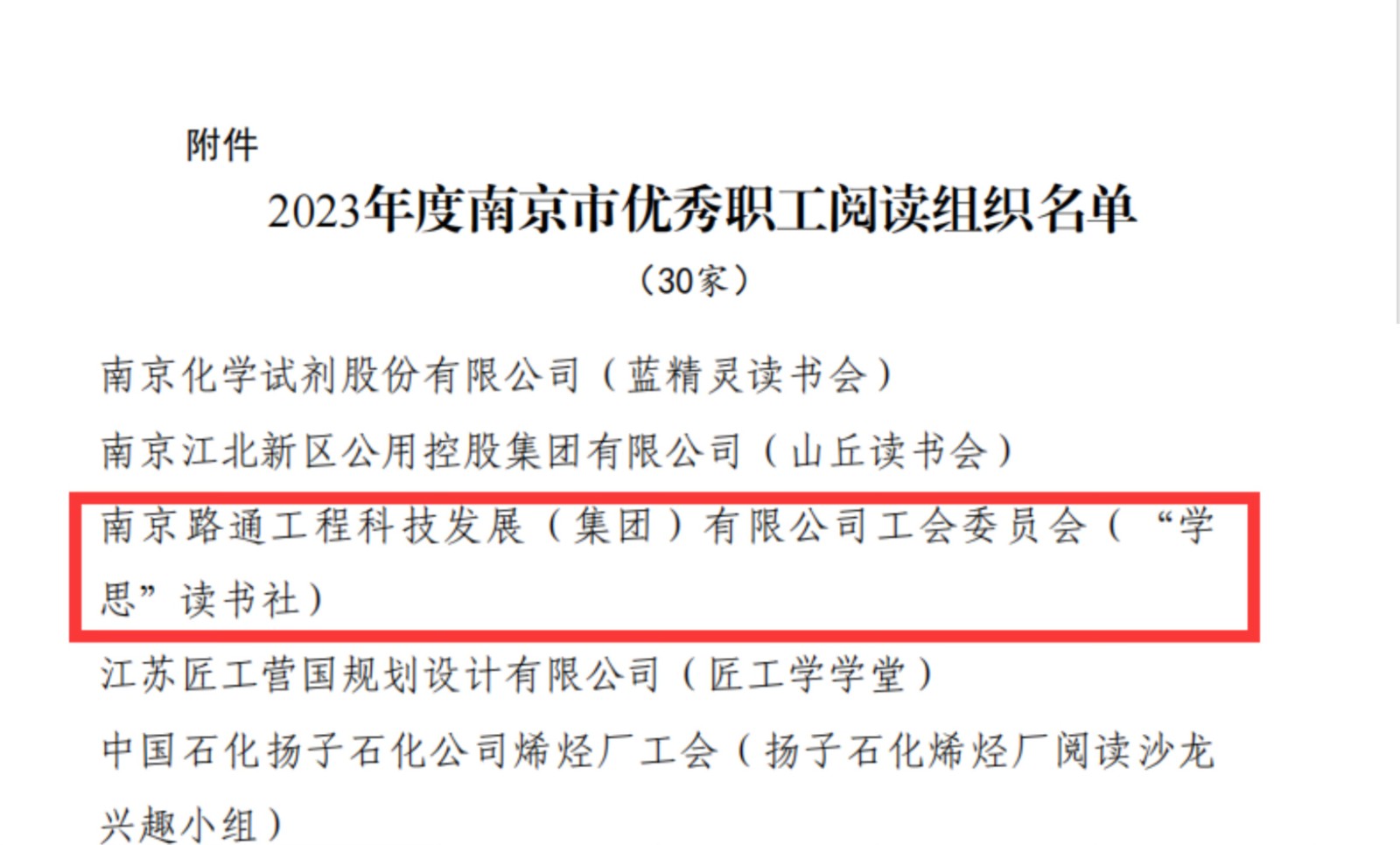 喜报！路通公司工会“学思读书社”荣获“南京市优秀职工阅读组织”称号